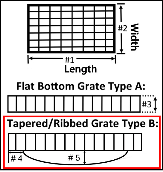 grate inlet survey guide tapered distance drawing example