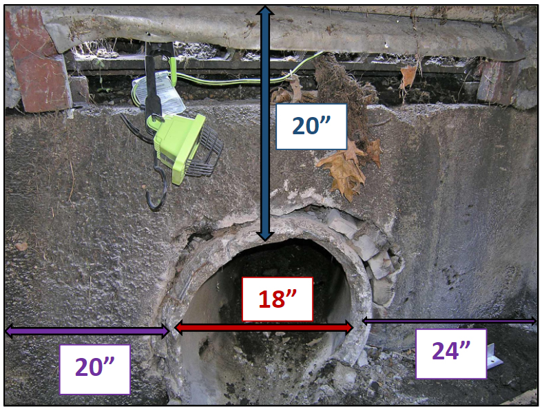 open curb inlet survey protrusion measurement photo example