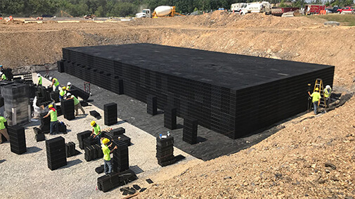 construction of r-tank underground storage for stormwater runoff