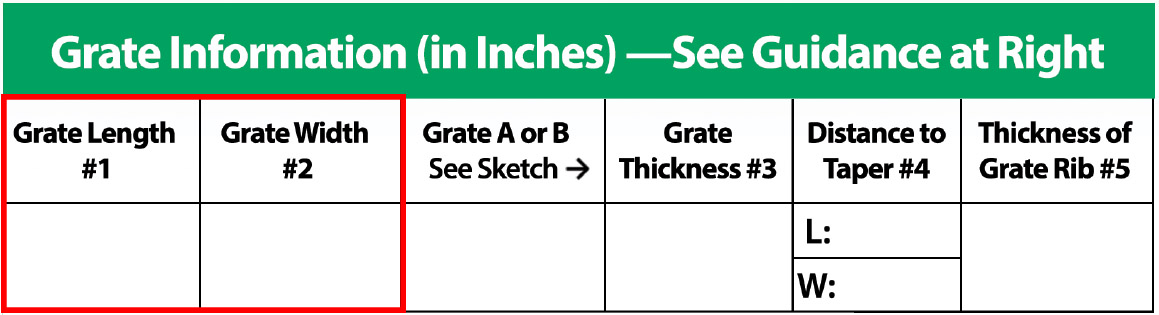 grate inlet survey guide grate length and width