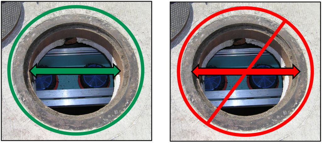 open curb inlet survey manhole clear space diagram