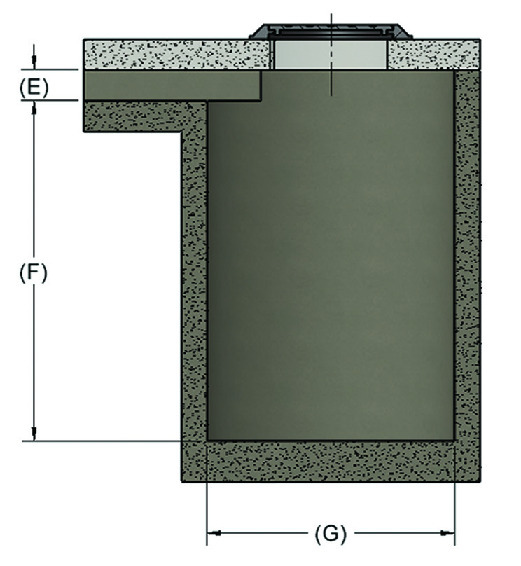 open curb manhole survey inlet and manhole exterior measurements diagram